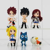 lot de 6 figurines  Fairy Tail : Natsu /Grey/Erza/Lucie/Happy/Gemini